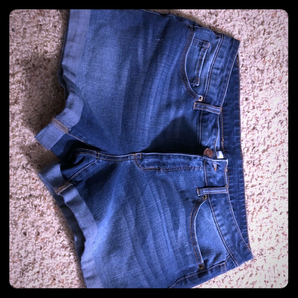Blue denim shorts